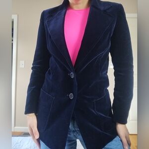 Jaeger Elegant Velevet Navy Women's Blazer S/M